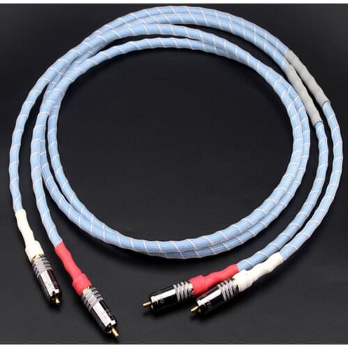 Pair Audiophile OCC Copper Silver Plated Hifi Audio with Tin Foil Shield RCA Cable for Amplifier CD Player