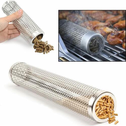 BBQ Stainless Steel Perforated Mesh Smoker Tube Filter Gadget Hot Cold Smoking