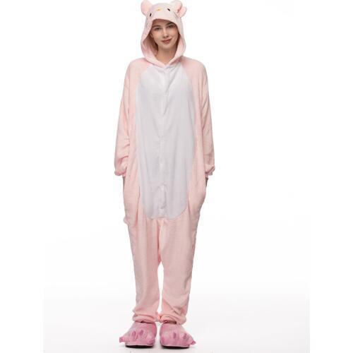 Adult Cat Pajama Sets Animal Cartton Pyjamas Women Sleepwear Winter Flannel Pijamas One Piece
