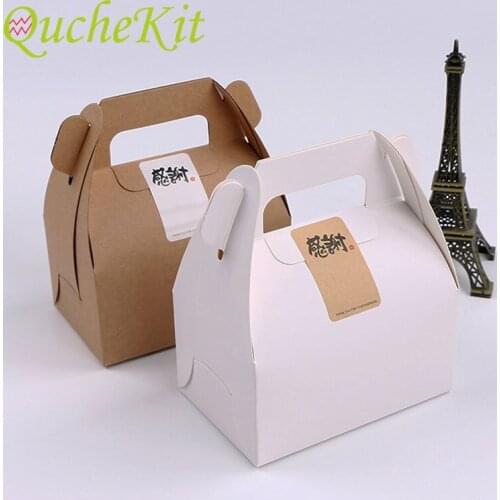 5/10/15pcs Kraft Paper Cake Gift Box with Handle Cupcake Dessert Baking Packaging Boxes Christmas Wedding Birthday Party Favors