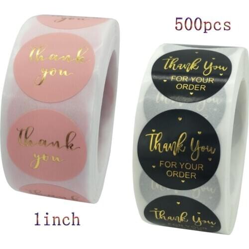 Qiduo 500Pcs/roll 2.5cm Floral Thank You Sticker Handmade Sticker For Seal Label Scrapbooking Wedding Gift Decoration Sticker
