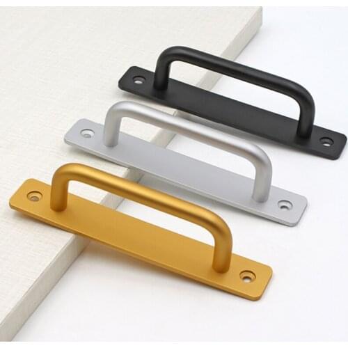 Sliding Door Handle Punch-Free Aluminum Alloy Cabinet Cupboard Pull Bar Furniture Drawer Hardware Screws Available JS22