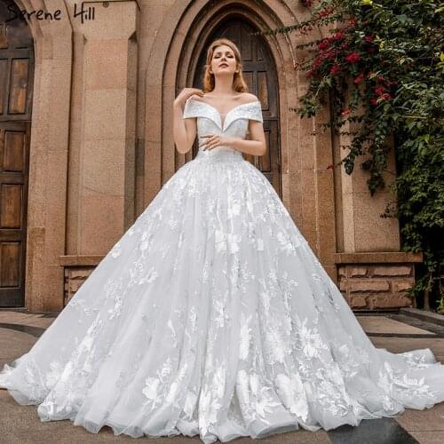 Serene Hill White Sleeveless Sweetheart Princess Wedding Dress 2019 Embroidery Flowers Vintage Sexy Fashion Bridal Gown C66599