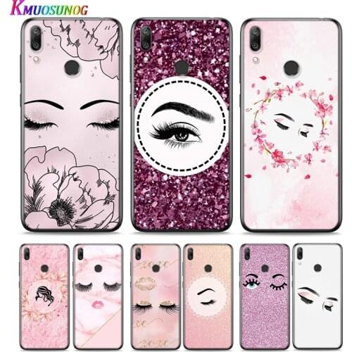 Pink Eyelash Girl For Huawei P Smart 2021 2020 Z S Mate 40 RS 30 20 20X 10 Pro Plus Lite 2019 Silicone Phone Case