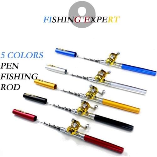 American Pole Pen Shape Folded Fishing Rod Reel Wheel Mini Portable Reel Combo Set Bait Hard FRP Casting Rods Float Kastking Kit