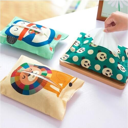 Fabric Cartoon Tissue Box Cover Creative Cute Rabbit Bear Animal Printing Wet Wipes Napkin Box Cover For Desks Table