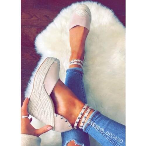 Comfort Shoes for Women Large Size 2021 Summer Sandals Closed Heel Clogs Wedge Suit Female Beige Buckle Big Platform Black Fashi