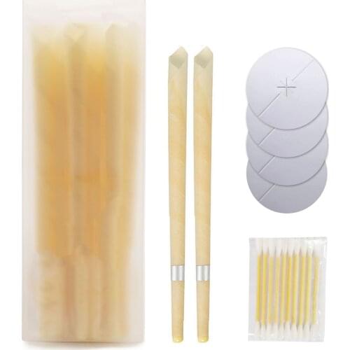 Ear Candle Horn-Type Beeswax Ear Plug Ear Linoleum Tape Plug with Tray Cotton Swab Ear Candle Ear Care