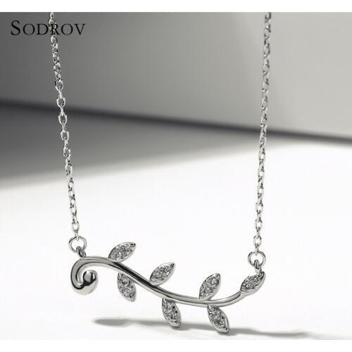 925 Hot Sterling Silver Unique Leaves Pattern Brief Pendant Necklaces for Women Charming Fine Jewelry joyas de plata 925 N013