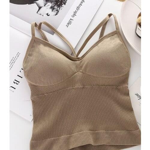 Women Sports Bra Tops Solid Padded Fitness Yoga Running Cropped Top Women SportsWear Gym Solid Tank Tops Athletic Push Up Bras
