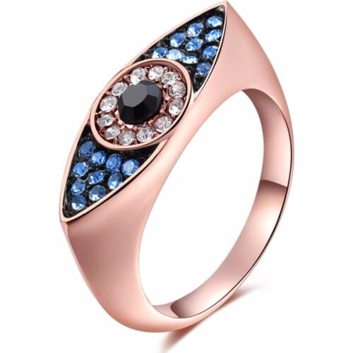 New Fashion European Evil eye Ring For Women Girls Rose Gold Silver Plated Womens Wedding Jewelry Band Rings Finger Bague Gifts