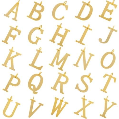 ZHUKOU gold color 26 letters charms Brass letter pendants for women DIY handmade Jewelry accessories Supplies wholesale VD950