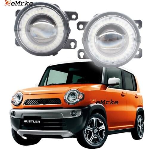 2 Pieces Car LED Lens Fog Lights Assembly Angel Eye DRL Daytime Runinng Light Lamp for Suzuki Hustler MR31S/MR41S 2014-2019