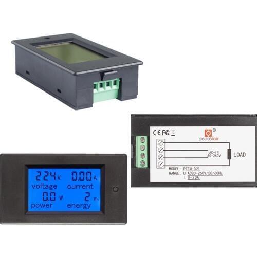 20pcs/lot 4 IN 1 Digital AC 80-260V 20A voltage current power energy Voltmeter Ammeter Watt Power Meter