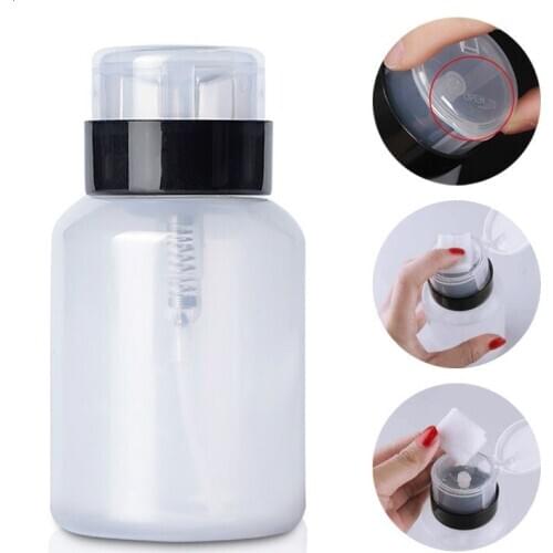 200ml Portable Refillable Bottle Empty Plastic Nail Polish Makeup Remover Press Pumping Split Bottle Nail Art UV Gel Cleaner