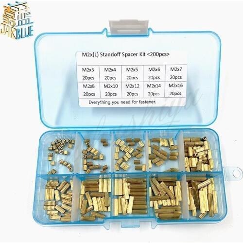200pcs/set M2*(l) Copper Standoff Spacer Circular Double-pass Pillars Security Surveillance Cameras Spacing Screws Kit