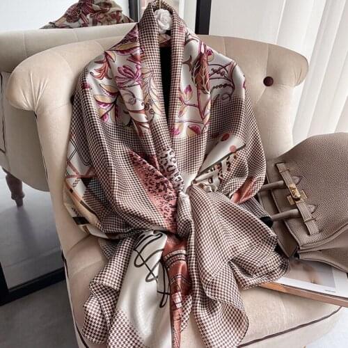 2020 Luxury brand Autumn and winter women New style Fashion Color matching Print silk scarf lady Popular headcloth beach shawl