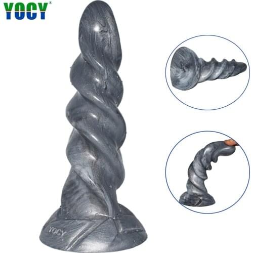 21.5cm Silver Gray Penis Screw Butt Plug Thick Silicone Dildo Vagina Ass Erotic Sex Masturbator Orgasm Erotic Adult Toy Store
