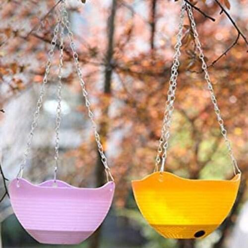 3Pcs Hanging Basket Indoor Outdoor Round Flower Pot Plant Herb Orchid Rattan Planter Plastic Hanging Planter