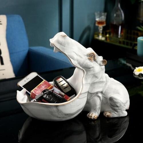 3D Hippo Statue Decor Home Decoration Accessories Animal Sculpture Desk Storage Box Figurine Ornament Wedding Party Decorations