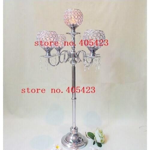 4pcs/lot wedding event Romantic crystal 5 head table crystal Candle holders centerpiece stands H90cm