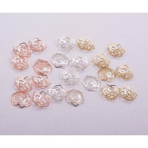 50pcs 10mm Filigree Flower Beads Cap Brass Jewelry End Bead Caps