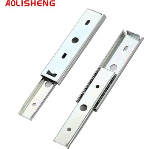AOLISHENG Free Shipping Two Sections Cold Rolled Steel Silver Color Ball Bearing Slide Rail