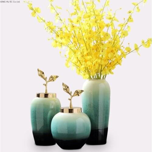 Art Countertop Vase Ceramic Vase Flower Arrangement Dried Flower Accessories Living Room Bedroom Decoration Home Decoration
