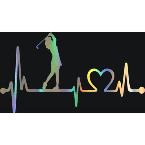 Car Sticker 3D 14.2*7.9cm girl is playing the golf Heartbeat Sticker On Car Funny Stickers and Decals Vinyl Car Styling