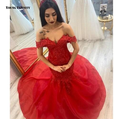 Custon Made Mermaid Wedding Dresses 2021 Sleeveless Bridal Gown Lace Up Back V Neck Chapel Train Applique Red Plus Size Bride