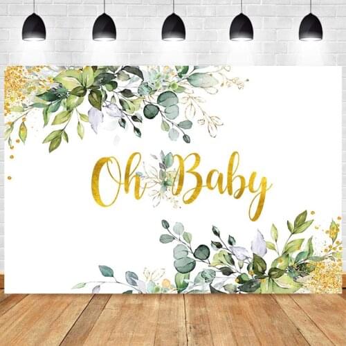 Oh Baby Photo Backdrop Floral Happy Birthday Party Flower Baby Shower Photography Background Booth Prop Decor Banner