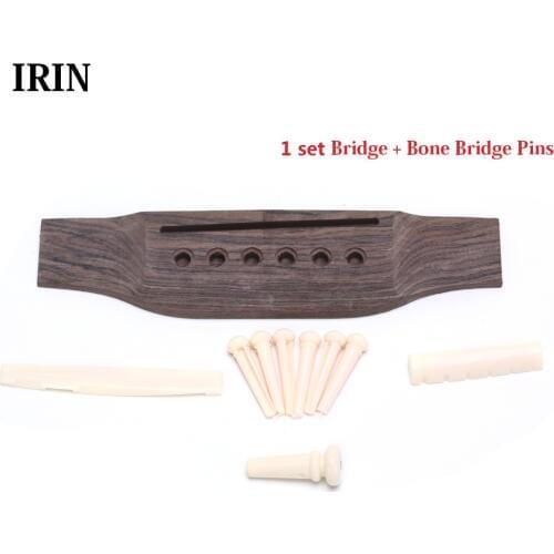IRIN 1 Set Acoustic Guitar Bridge + Bone Bridge Pins/Saddle/Nut Saddle Guitar Parts Guitar Code Bridge Code