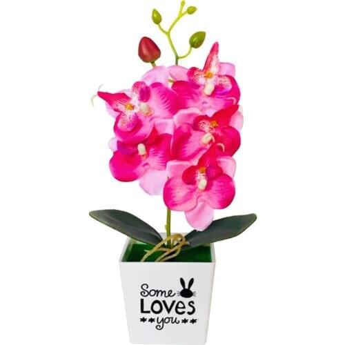 Artificial Butterfly Orchid Bonsai Fake Flower with Pot Home Furniture Decor