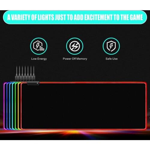 RGB Gaming Mouse Pad Keyboard Cover Non-Slip Rubber Base Mousemat Computer Carpet Desk Mat PC Game Mousepad