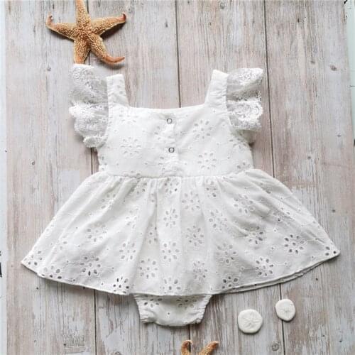 Lace Floral Hollow Jumpsuits Playsuits Baby Sunsuits Clothes Summer Flower Baby Girls Ruffles Romper Dress Infant Newborn Baby