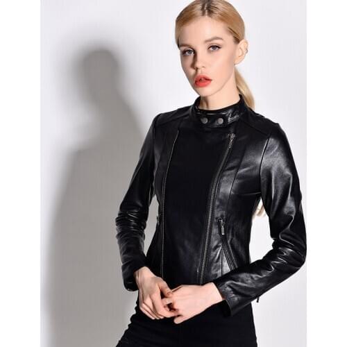 Genuine Sheepskin Leather Jackets Women Spring Autumn 2021 Short Motorcycle Female Coat Womens Clothing Cuero Genuino Zjt2196