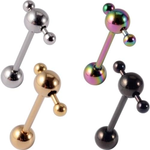 CHUANCI 4 PC Mix Color Surgical Steel external Thread Multifunctional Tongue Nipple Bar Earring Body Piercing Jewelry 14G