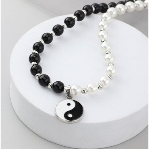 Fashion Couple Chinese Tai Chi Gossip Banish Bad Luck Charm Pendant Chain Necklace For Women Men Lucky Jewelry Valentines Gift