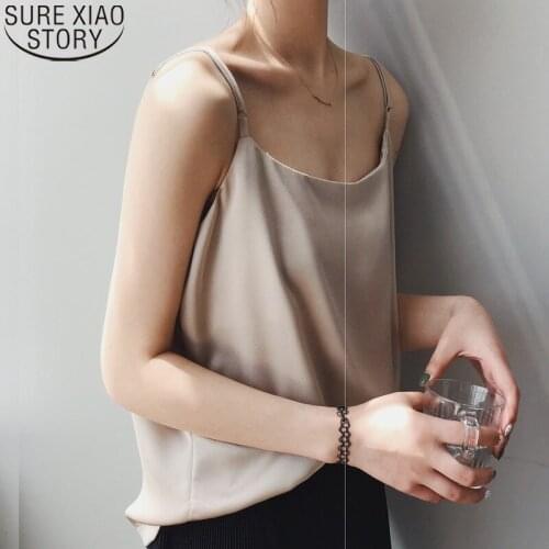Fashion Casual Vest 2021 New Sleeveless Summer Sexy Camis Women Satin Tank Tops Solid Thin Shoulder Strap Vest for Women 13767