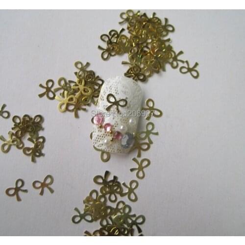 MS40 100pcs Gold Cute Bow Deco Nail Art Metal Sticker Nail Art Decoration Non-adheisve Sticker