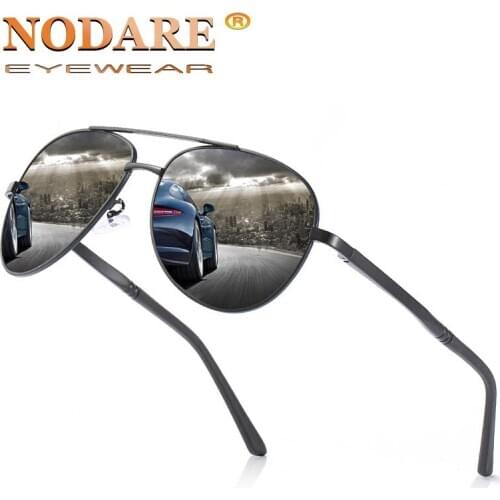 NODARE 2020 Brand Polarized Aluminum Magnesium Frame Male Sun Glasses Classic Pilot Silver Lens Sunglasses okulary meskie