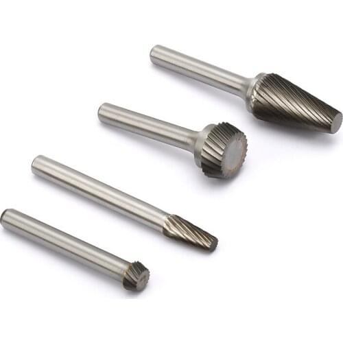 Noreturn 1pcs Rotary file Hard Tungsten Steel Single slot Wood Carving Tool S - shaped Conical Flat Head File Knife Size3-16mm