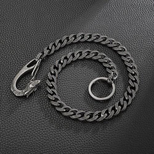New style clothing accessories European and American retro distressed totem faucet buckle titanium steel mens trouser chain