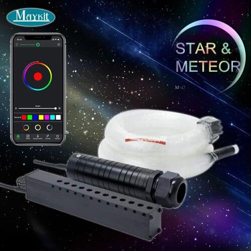 Maykit APP Bluetooth LED Fiber Optic Light Kit with Star and Shooting Meteor Effect for Ceiling Car Roof Starlight Healdiner