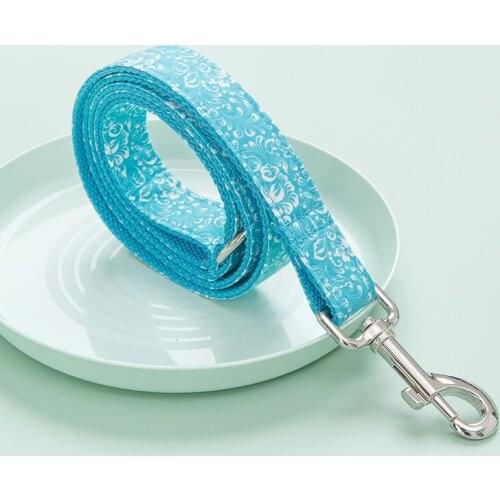 Personalized Blue Dog Collar Leash With Bow Tie Set Free Engraved Nameplate For Small Medium Large Dog