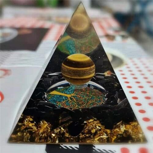 60mmHandmade Orgonite Pyramid Crystal Sphere With Natural Cristal Stone Orgone Energy Healing Orgone