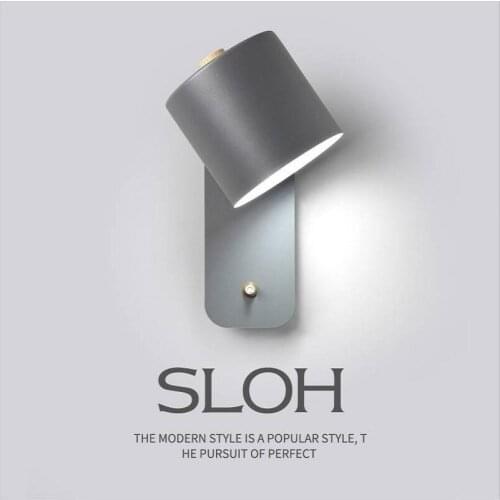 Nordic Bedroom Bedside Wall Lamp, Study and Dining Hall Aisle with Switch Wall Lamp Macaron LED Simple Wall Lamp