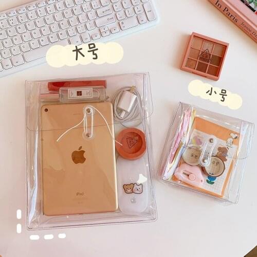Korean ins transparent winding PVC storage bag hand account stationery material ticket storage bag portable hand file bag