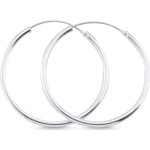 Silver 925 Sterling 25mm Simple Ring Earrings