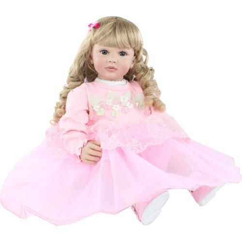 60 cm Silicone Reborn Toddler Baby Doll Toys Dress Up Long Hair Blonde Long Hair Babies For Girl Boneca Child Birthday Gift